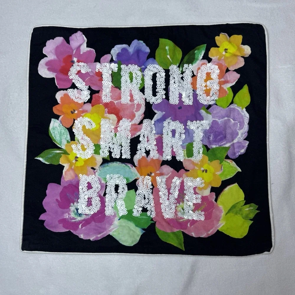 Pottery Barn MayBaby Pillow Case Cover Strong Smart Brave‎ Sequin Meg Deangelis
